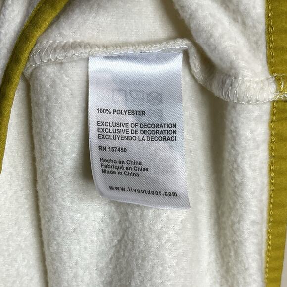 LIV Outdoor Pullover Fleece Cream‎ White Snap Neck Mustard Trim Sweater Mens XL - Picture 5 of 7